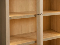 Nason Modular Glass Display Cabinets Oak Wood Tall Cabinets Large Bookcase with Integrated LED Lighting