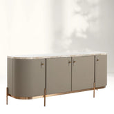 Canodi Luxury Marble Top Sideboard Wood Storage Cabinets With Leather Finish