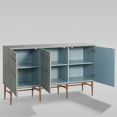 Verdin 3-Door Sideboards Wood Living Room Entrance Storage Cabinets With Steel Base