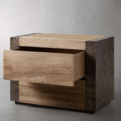 Telluride Closed Mexican Oak Nightstand Wood Night Side Table With Two Drawers