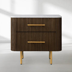 Finnley Closed Nightstand Solid Wood 2 Drawer Bedside Table with Modern Bedroom