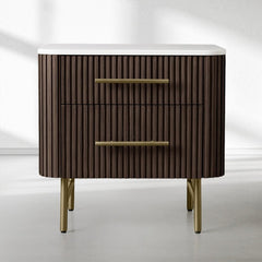 Finnley Closed Nightstand Solid Wood 2 Drawer Bedside Table with Modern Bedroom