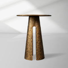 Sculptural Antique Brass Side Table