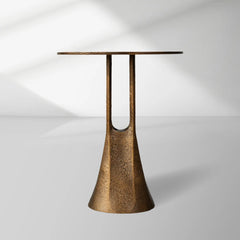 Sculptural Hammered Metal Side Table