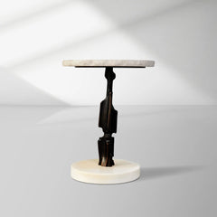 Sculptural Brass & Marble Side Table
