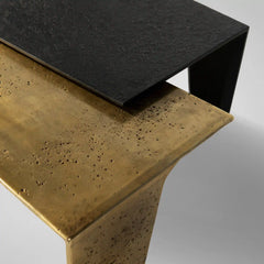 Black Iron & Antique Bronze Metal Coffee Table