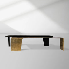 Black Iron & Antique Bronze Metal Coffee Table