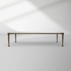 Sculptural Antique Brass Metal Coffee Table with Acrylic Top