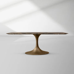 Aero Rectangular Marble Dining Table with Cast Steel Base