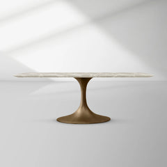 Aero Rectangular Marble Dining Table with Cast Steel Base