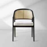 Aimee Oak Wood Dining Side Chair Rattan Cane Dining Chair Midcentury Living Room Chairs with Upholstered