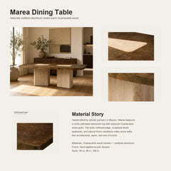 Marea Guanacaste Wood Rectangle Dining Table in Oxidized Aluminum