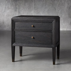 Lenox Wood Nightstand French Antique Bedside table With Two Drawers Chest