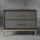 Malone Wood Nightstand Bedside Drawers Chest Table with Leather Insets