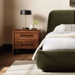 Miller Closed Nightstand Solid Walnut Nightside Table with Drawers