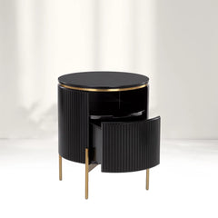 Panoso Wood Nightstand Luxurious Side Table with Gold Base