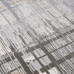 Puxina Layered Grid Abstract Neutral Area Rug with Minimalist Modern Wabi-Sabi Style Carpet Misty Grid Style