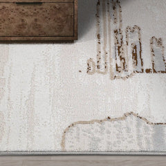 Puxina Soft Layered Block Abstract Neutral Area Rug with Minimalist Modern Industrial Style Carpet Sketch Deconstructed Style