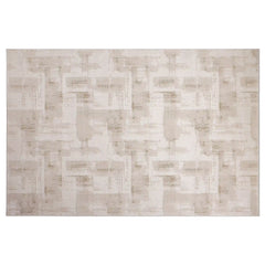Shanluan Layered Horizon Abstract Neutral Area Rug Natural Breathable Feel & Minimalist Warm Ambiance Carpet