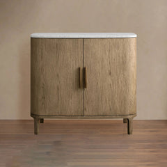 Danny Oak Wood Sideboards Cabinet Marble Top Buffet Cabinet Lockers