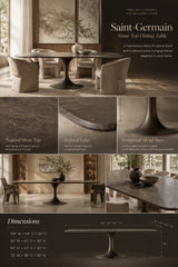 Saint Germain Stone Top Dining Table with Launette Steel Base