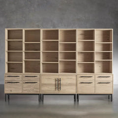 Sullivan Large Modular Bookcase Wood Living Room Tall Cabinet with File Drawers