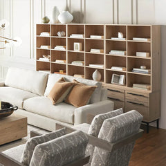 Sullivan Large Modular Bookcase Wood Living Room Tall Cabinet with File Drawers