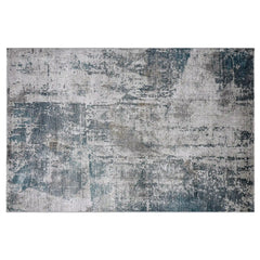 Torino Layered Brushfield Blue Grey Area Rug Retro & Relaxed Feel Carpet Modern Vintage Distressed Style
