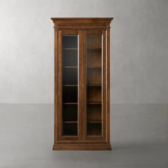 Tuscany Italian Wood Glass Door Display Cabinets With Adjustable Shelves