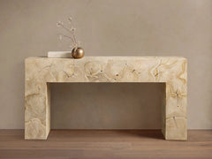 Kalmar Teak Entrance Console Table Hand-pieced Wood Hallway Entryway Table