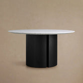 Saint Germain Round Marble Top Dining Table With Wood Dauphine Base