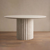 Danae Round Marble Stone Dining Table With Roman Column Base