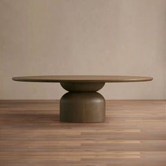 Perth Oval Oak Dining Table Hand-Sculpted Modern Dining Table