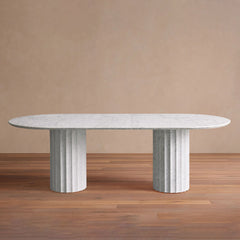 Danae Stone Dining Table With Marble Pedestal Base