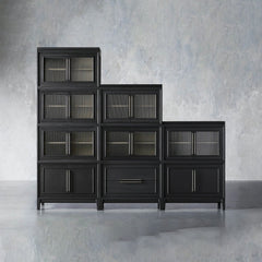 Rowan Modular Wall Unit Storage Tall Display Cabinet Wood Bookcase with Glass Door
