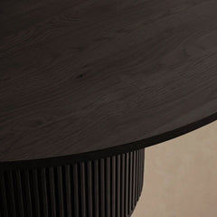 Finnley Round Wood Dining Table Reeded Detail