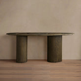 Sucurro Spalted Primavera Wood Console Entryways Table Oxidized Aluminum Top Entrance Wallway Table