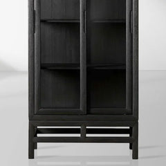 Avenue Ash Wood Display Cabinet with Sliding Glass Doors