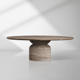 Perth Grey Travertine Oval Dining Table