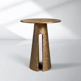 Sculptural Antique Brass Side Table