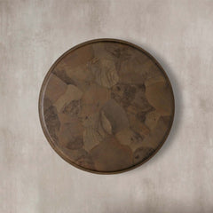 Pola Wood Round Plinth Coffee Table Wabi-Sabi Living Room Center Ash Tea Table