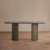 Saint Germain Stone Marble Top Dining Table with Wood Dauphine Base