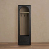 Hattie Oak Wood Entryway Cabinet Storage Tall Cabinet With Hooks