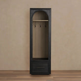 Hattie Oak Wood Entryway Cabinet Storage Tall Cabinet With Hooks