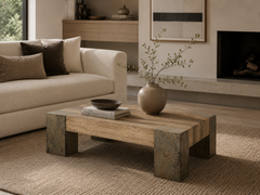 Telluride Square Oak Coffee Table Wood Cocktail Table Living Room Center Tea Table Vintage Cocktail Table