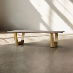 San Germani 72" Carrara marble Top Coffee Table with Rennes Metal Base