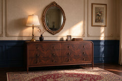 Frances 72" Six-Drawer Dresser, Mahogany Wood