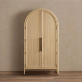 Hattie Oak Storage Cabinet Living Room Wood Tall Display Cabinet Bookcase