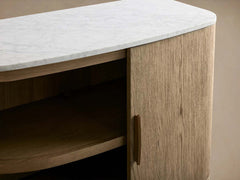 Danny Oak Wood Sideboards Cabinet Marble Top Buffet Cabinet Lockers