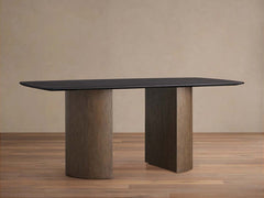 Saint Germain Rectangle Oak Top Dining Table with Wood Dauphine Base